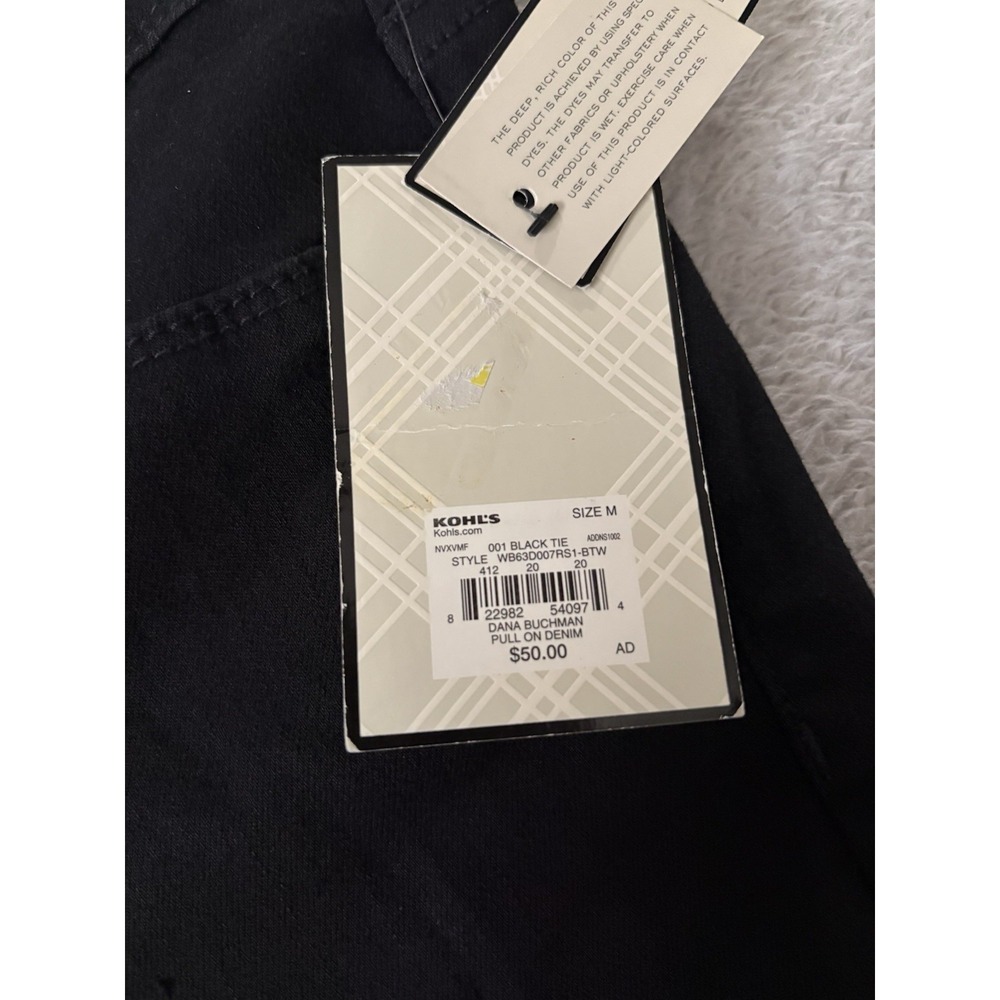New Dana Buchman Pull On Denim Black Pants Size Medium Slim Straight - Picture 7 of 9